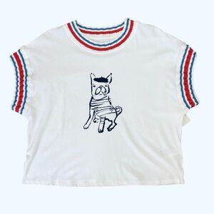 Daily Practice/Anthropologie Pup T-Shirt in White. NWT